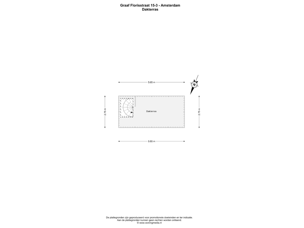 View floorplan of Dakterras of Graaf Florisstraat 15-3