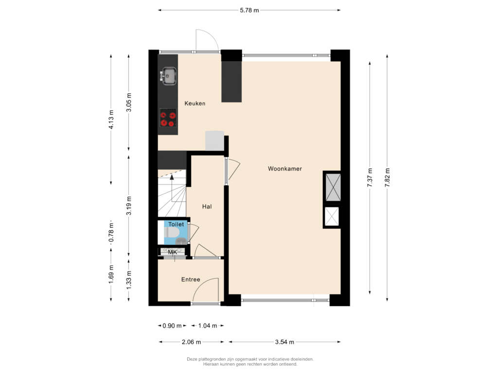 Bekijk plattegrond van Begane grond van Ravelstraat 4