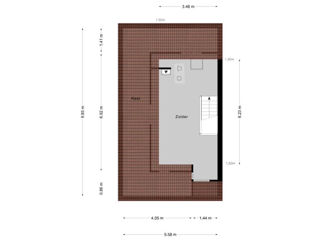 Bekijk plattegrond van Zolder van Torenmolenlaan 11