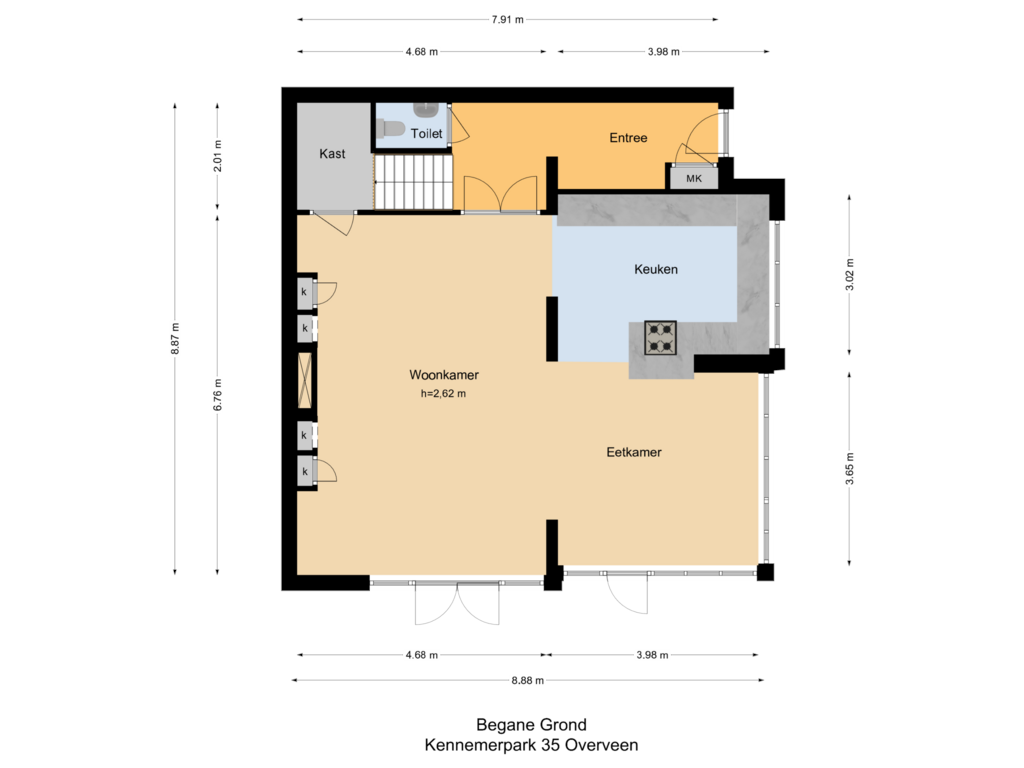 View floorplan of Begane Grond of Kennemerpark 35