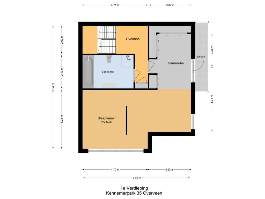 View floorplan of 1e Verdieping of Kennemerpark 35