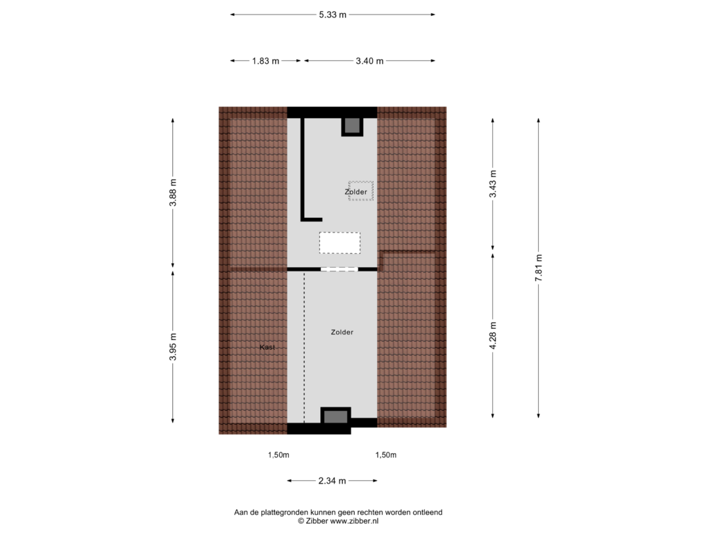 Bekijk plattegrond van Zolder van Rijnstraat 30