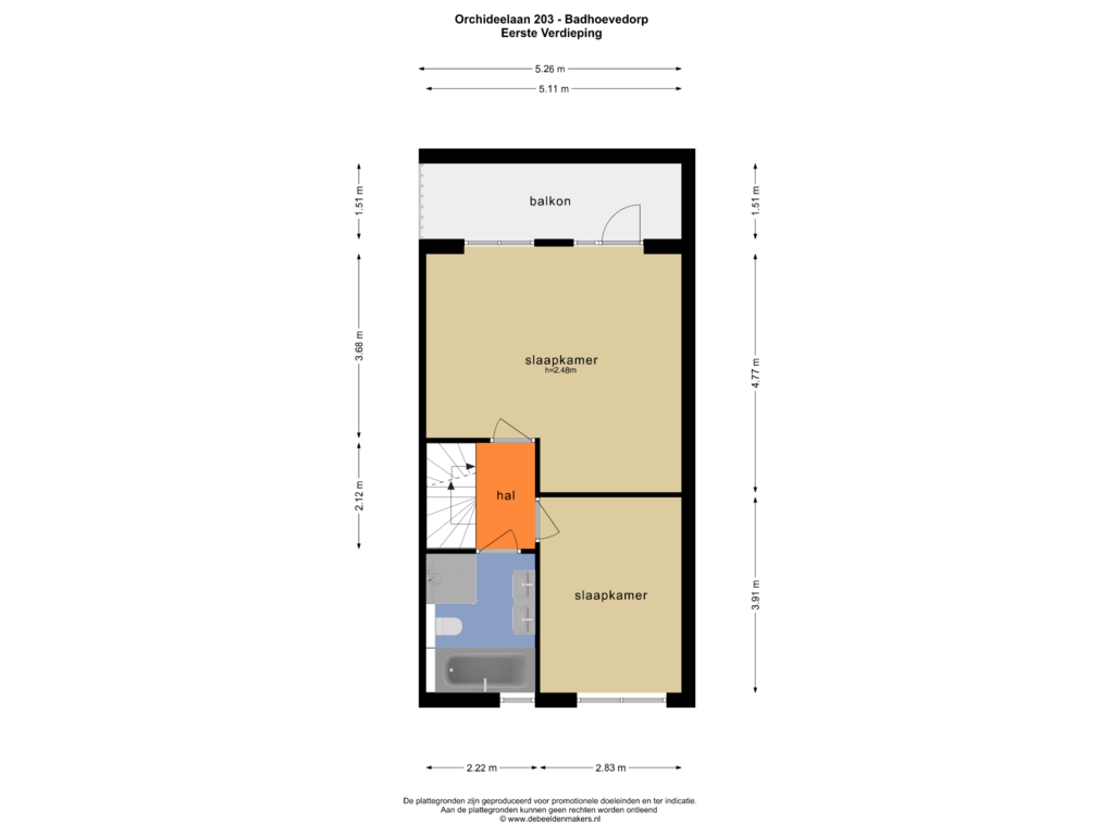 View floorplan of EERSTE VERDIEPING of Orchideelaan 203