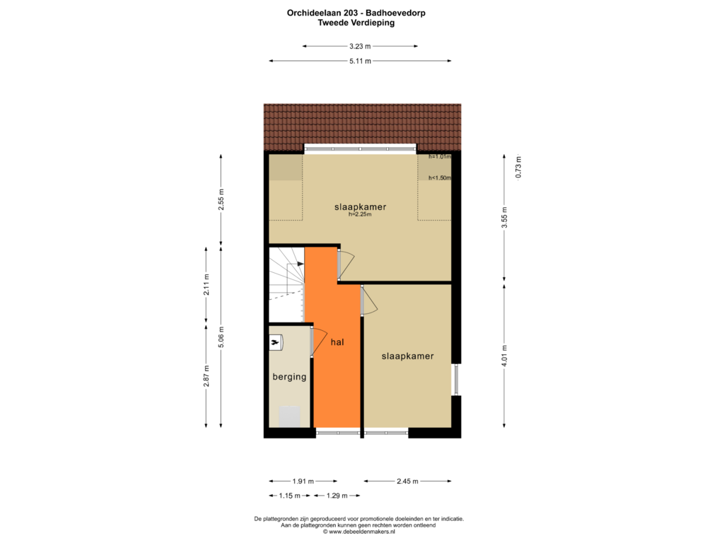 View floorplan of TWEEDE VERDIEPING of Orchideelaan 203