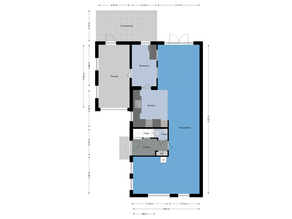 Bekijk plattegrond van Begane Grond van Zuideinde 199