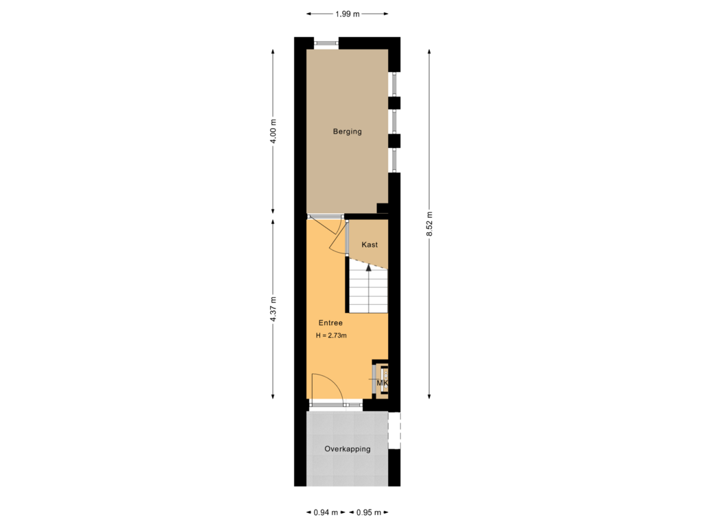 Bekijk plattegrond van Begane grond van Pastoor Bastiaansensingel 1-B