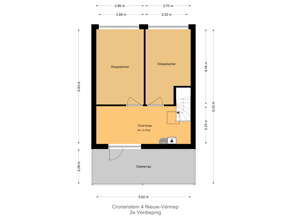 Bekijk plattegrond van 2e Verdieping van Cronenstein 4