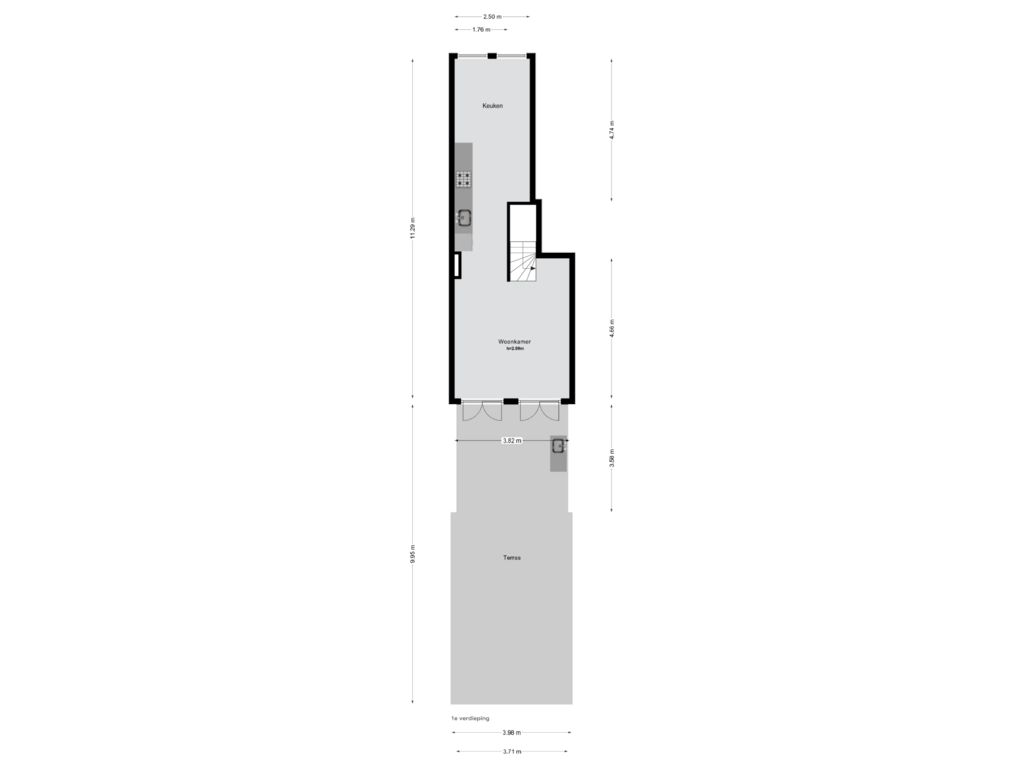 Bekijk plattegrond van 1e verdieping van Prinsengracht 458-A