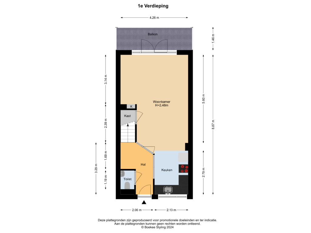 View floorplan of 1e Verdieping of Jo Sterckstraat 64