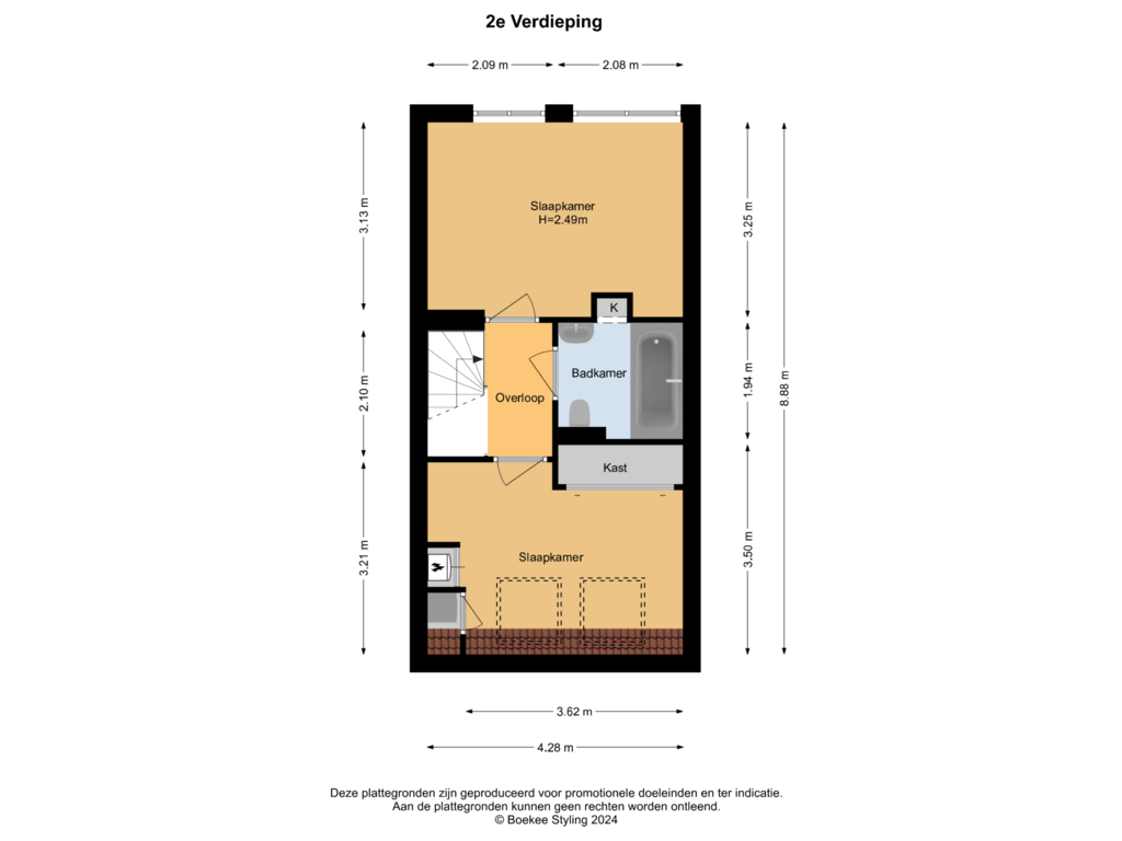 View floorplan of 2e Verdieping of Jo Sterckstraat 64