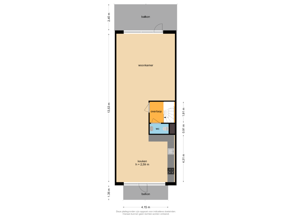 Bekijk plattegrond van 1e Verdieping van Bree 53