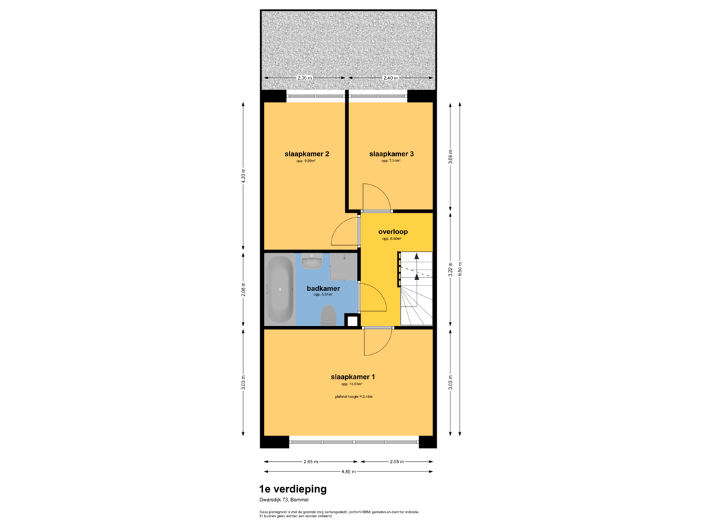 Bekijk plattegrond van 1e verdieping van Dwarsdijk 73