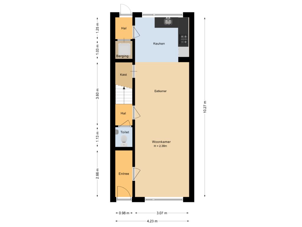 View floorplan of Begane grond of Kalverhekkenweg 32