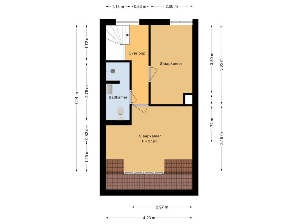 View floorplan of Eerste verdieping of Kalverhekkenweg 32