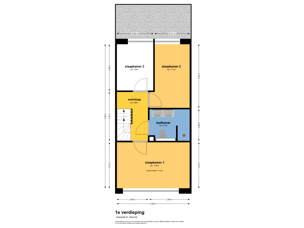 Bekijk plattegrond van 1e verdieping van Dwarsdijk 61