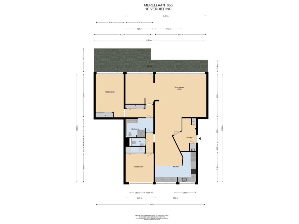 Bekijk plattegrond van 1E Verdieping van Merellaan 655