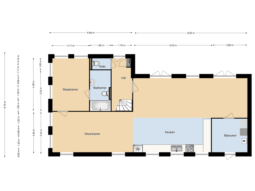 View floorplan of Begane grond of Hoogedijk 55