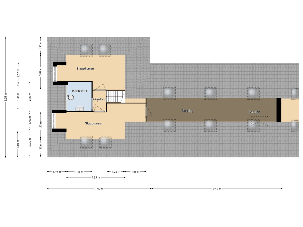 View floorplan of 1e verdieping of Hoogedijk 55