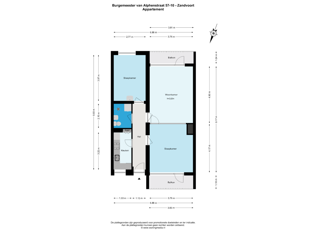 View floorplan of Appartement of Burgemeester van Alphenstraat 57-F10