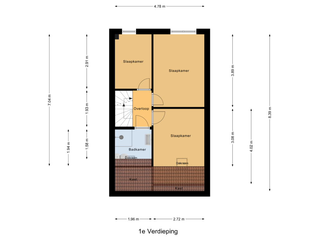 View floorplan of 1e Verdieping of De Eenhoorn 116