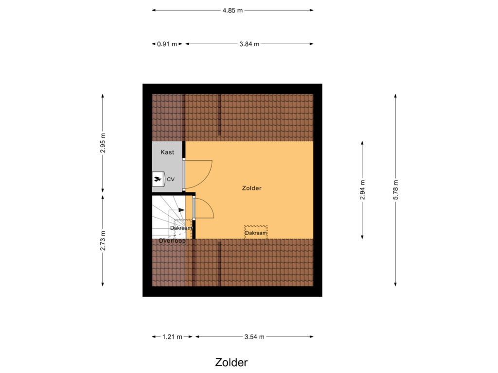 View floorplan of Zolder of De Eenhoorn 116