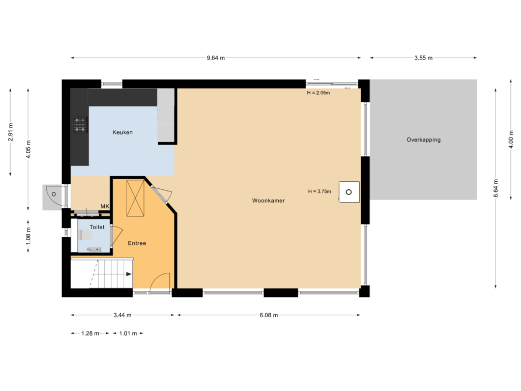 View floorplan of Begane grond of Hunnenweg 10-11