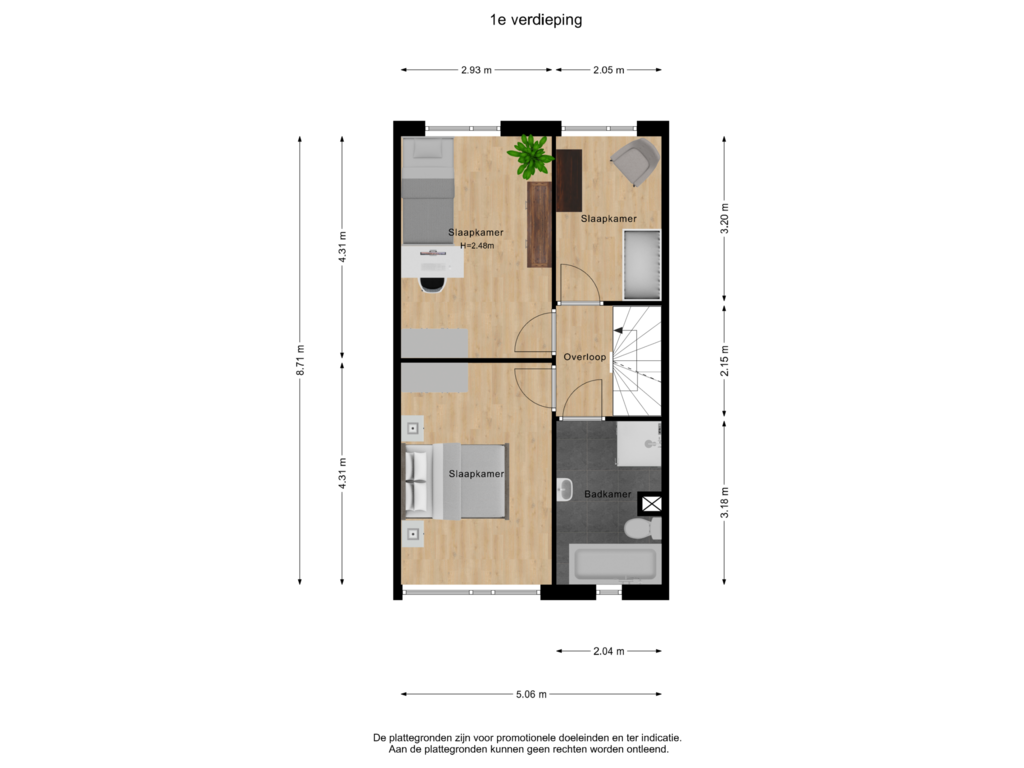 View floorplan of 1e verdieping of Fruitlaan 25