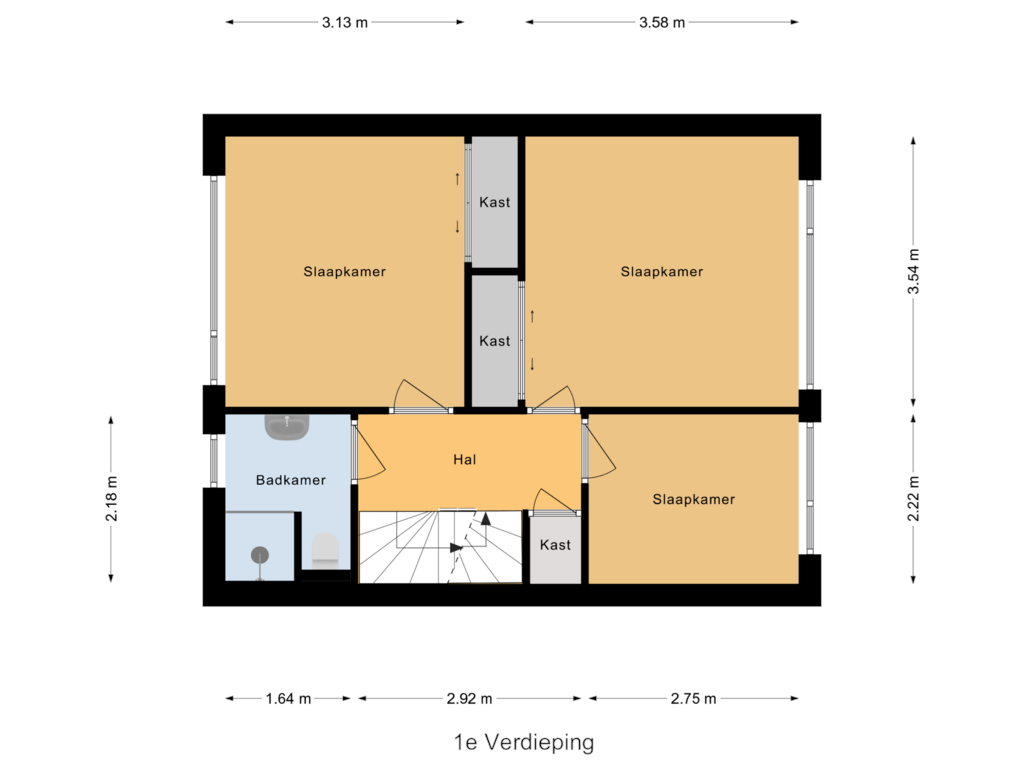 Bekijk plattegrond van 1e Verdieping van Breede Kampen 36