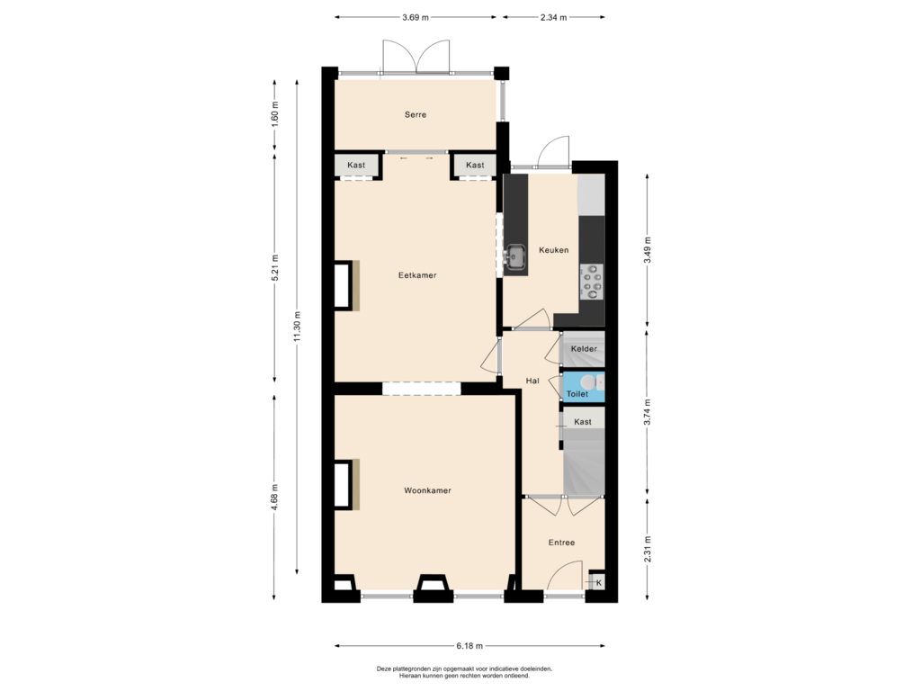 Bekijk plattegrond van Begane grond van Leidsevaart 66