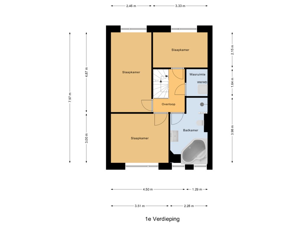 Bekijk plattegrond van 1e Verdieping van Willem Bilderdijkhof 160