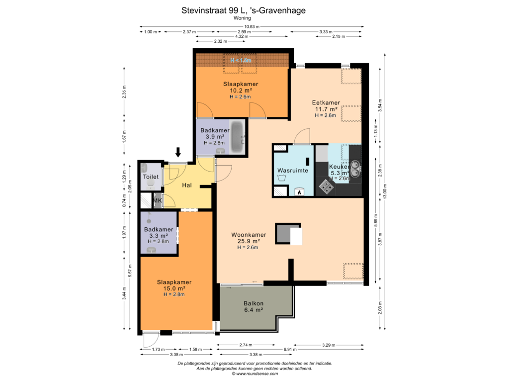 Bekijk plattegrond van Woning van Stevinstraat 99-L