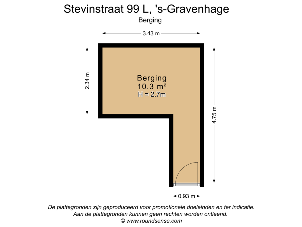 Bekijk plattegrond van Berging van Stevinstraat 99-L