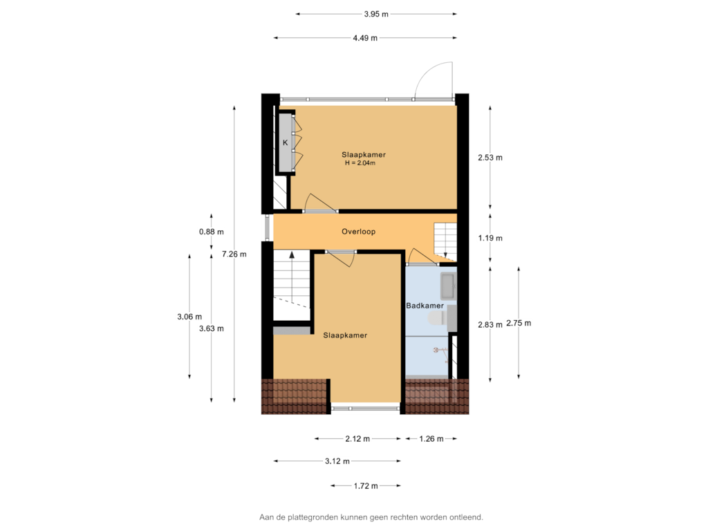 View floorplan of 1e verdieping of Oranjestraat 25