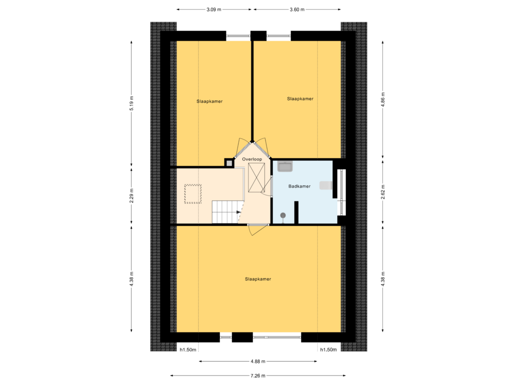 View floorplan of 1e Verdieping of Spinwiefien 13