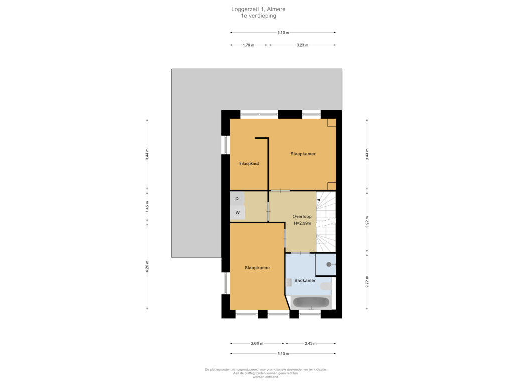 Bekijk plattegrond van 1e verdieping van Loggerzeil 1