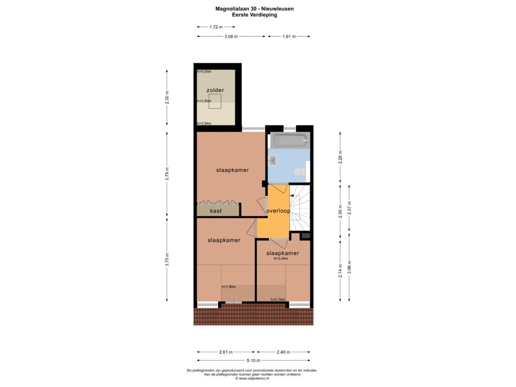 View floorplan of EERSTE VERDIEPING of Magnolialaan 30