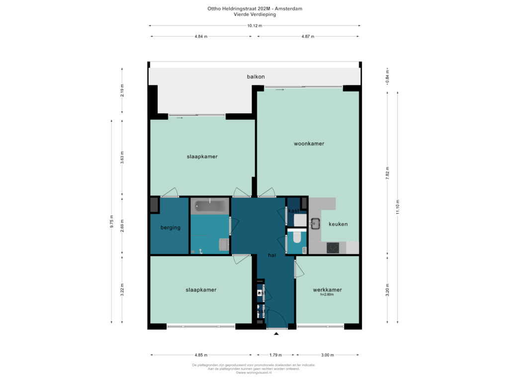 Bekijk plattegrond van VIERDE VERDIEPING van Ottho Heldringstraat 202-M