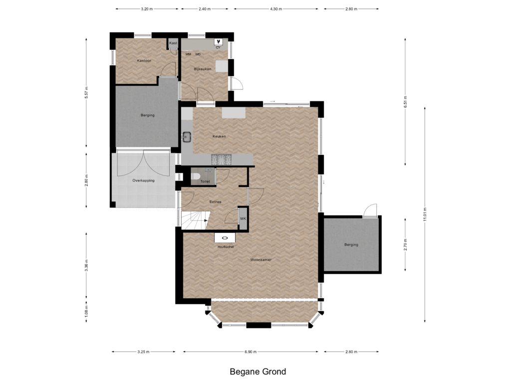 Bekijk plattegrond van Begane Grond van Lommerhof 4