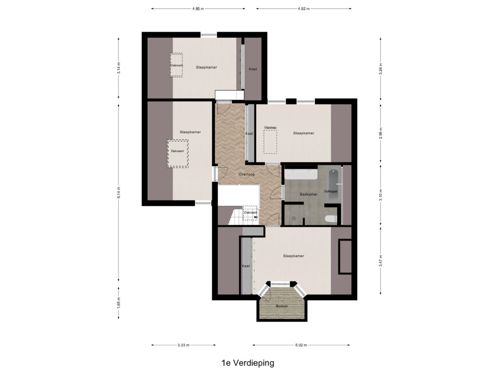 Bekijk plattegrond van 1e Verdieping van Lommerhof 4