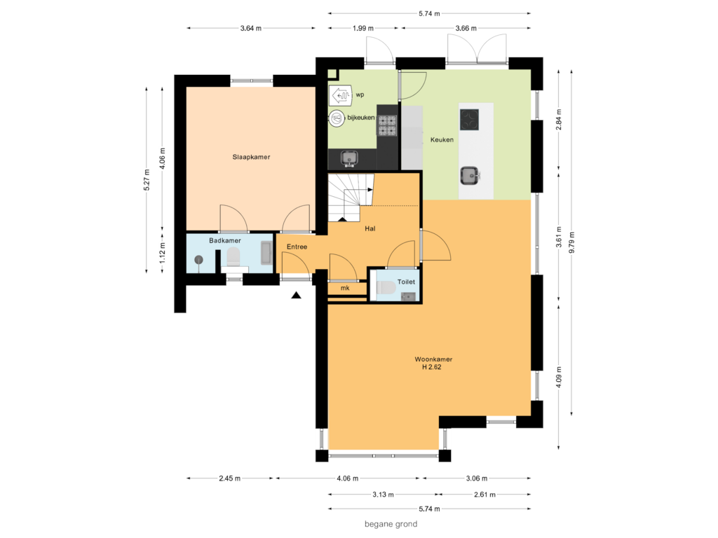 View floorplan of begane grond of Madepolderweg 53-B