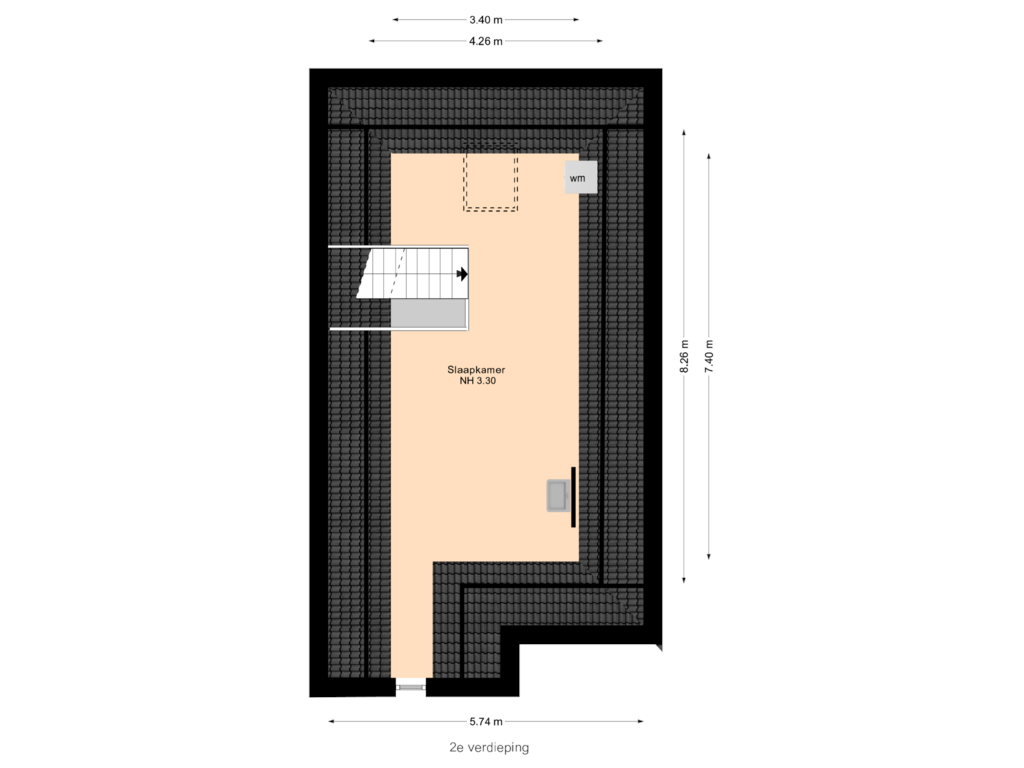 View floorplan of 2e verdieping of Madepolderweg 53-B