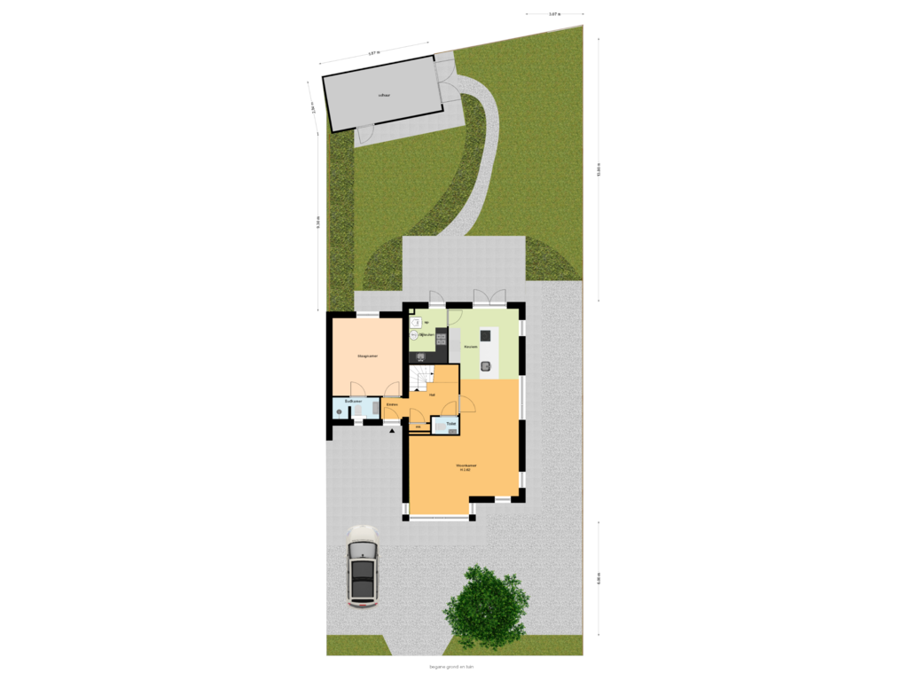 View floorplan of begane grond en tuin of Madepolderweg 53-B