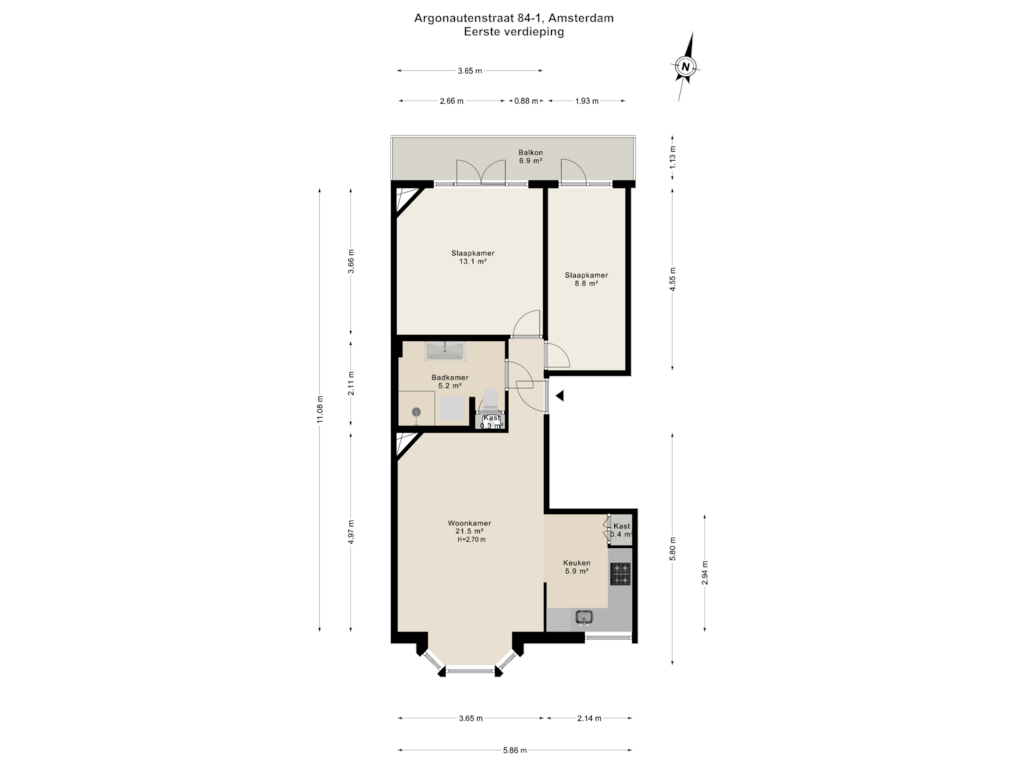 View floorplan of Eerste verdieping of Argonautenstraat 84-1