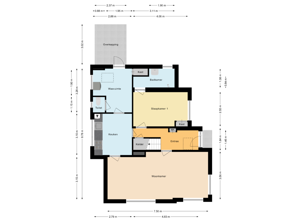 Bekijk plattegrond van Begane grond van Veerstraat 44