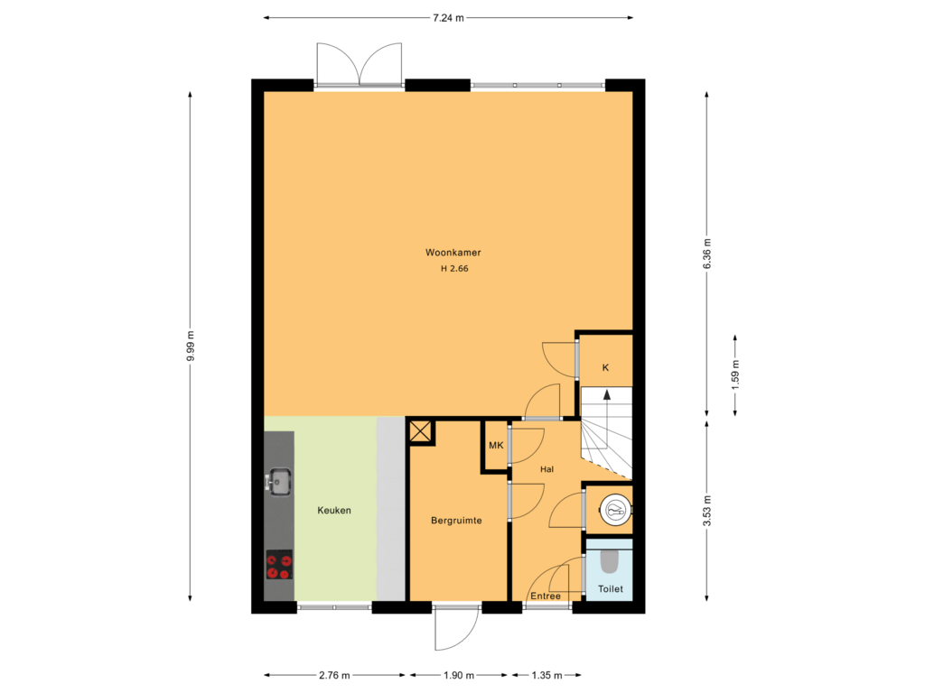 Bekijk plattegrond van Begane grond van Nadine Gordimerlaan 30