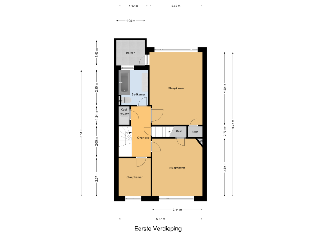 Bekijk plattegrond van Eerste Verdieping van Zegtruststraat 3