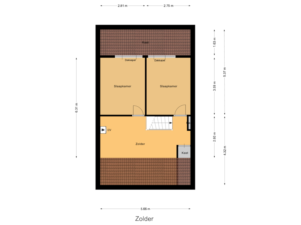 Bekijk plattegrond van Zolder van Zegtruststraat 3