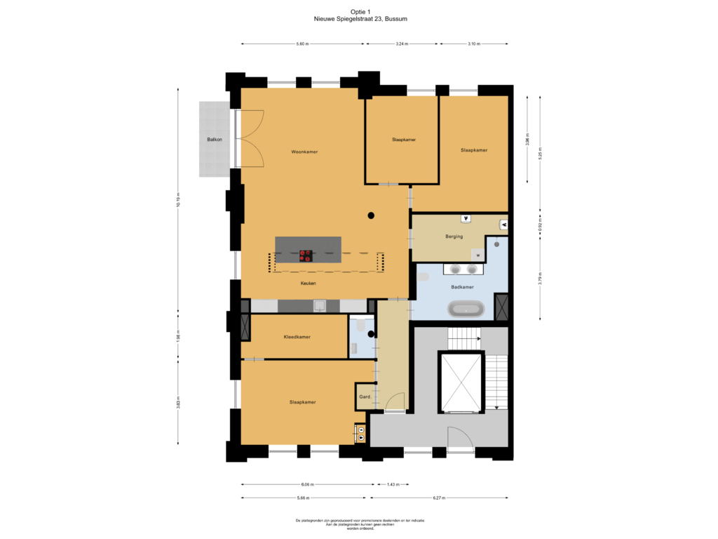 Bekijk plattegrond van Optie 1 van Nieuwe Spiegelstraat 23