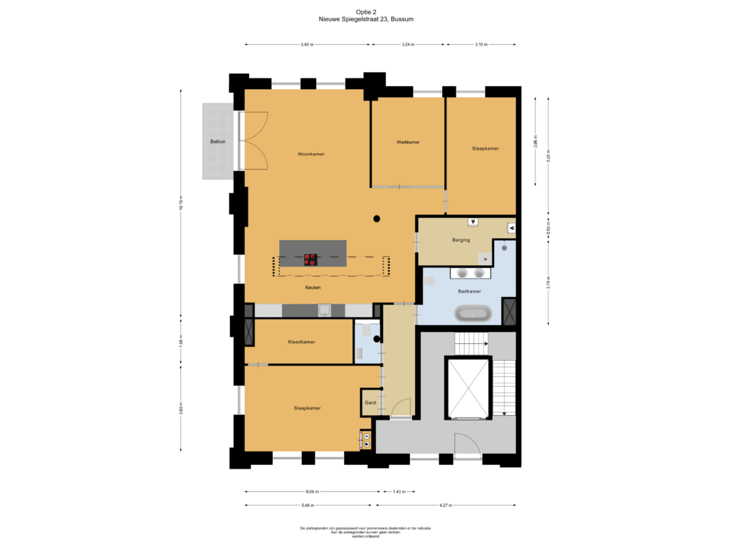 Bekijk plattegrond van Optie 2 van Nieuwe Spiegelstraat 23