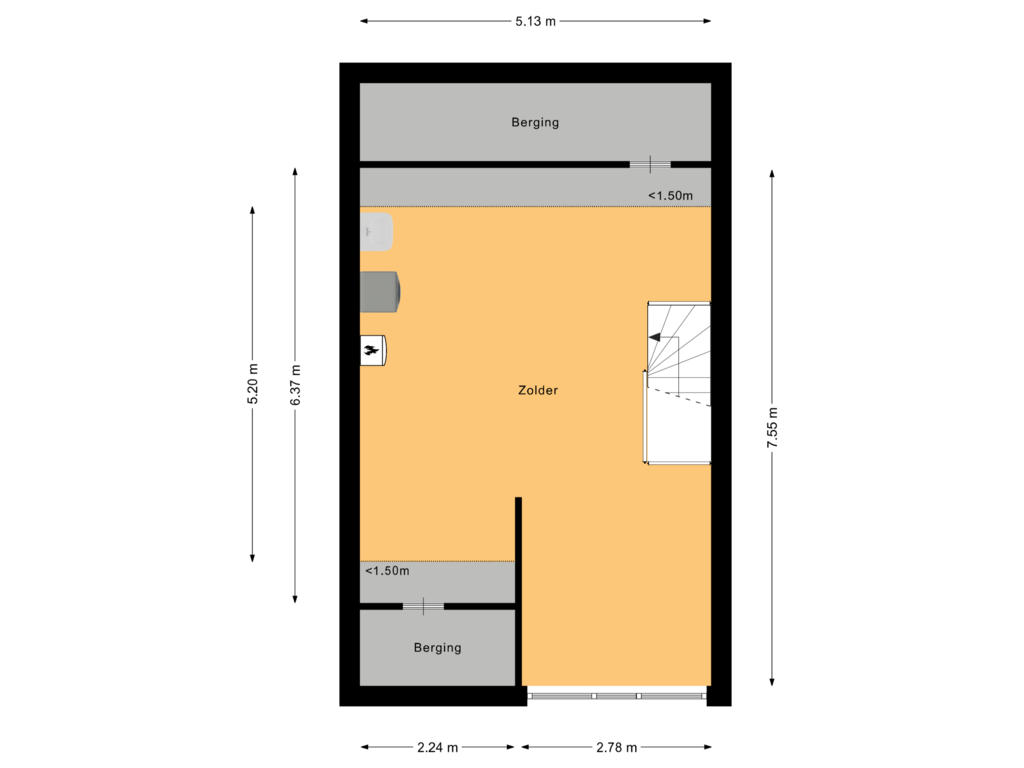 Bekijk plattegrond van Tweede verdieping van Potgieterstraat 44